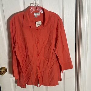 Coldwater Creek 3/4 length Long-sleeve Crinkled Shirt